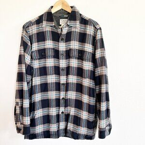 LL Bean Shacket S Blue Plaid Fleece Lined Shirt Traditional Fit Work Chore